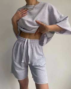 Conjunto Deportivo de Dos Piezas con Capucha 2 en 1 Unisex, 100% Algodón, Primavera 2026, Venta Caliente, Personalizable, Estilo Deportivo, Color Sólido - Product Image 3