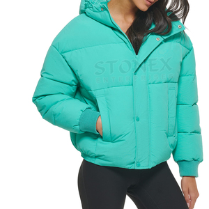 Nueva chaqueta de bombardero de mujer de Color liso de estilo de invierno, chaqueta de bombardero de mujer Lisa ajustada hecha en Pakistán - Product Image 6