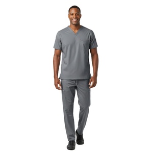 Mens UltraComfort Scrub Set Customization Durable Stretch V Neck Top and Pants Medical Clinic Hospital Uniform Bulk Wholesale - Product Image 3
