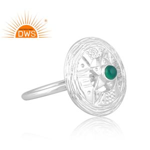 Hot selling fine sterling silver natural <b>Green</b> Onyx gemstone stackable ring custom <b>jewelry</b> manufacturer - Product Image 3