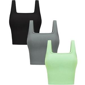 Tops ajustados de piel con cuello cuadrado alto para mujer, camisetas sin mangas lisas sin mangas, camisetas sin mangas cortas transpirables de lujo a la moda para mujer - Product Image 4