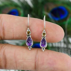 925 Solid Sterling Silver Amethyst Gemstone <b>Earrings</b> Best Design <b>Earrings</b> for Women and Girls <b>Dangle</b> <b>Earrings</b> Silver Jewelry - Product Image 2