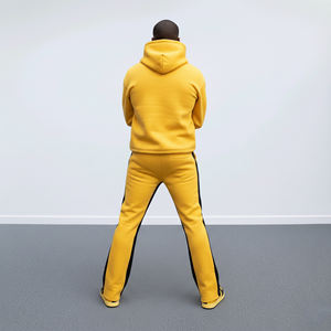 เสื้อฮู้ดดี้โอเวอร์ไซส์ผ้าฟลีซคอตตอน 100% คุณภาพสูง พิมพ์ลาย กางเกงขายาวทรงกว้าง ชุดเซ็ต 2 ชิ้นสำหรับผู้ชาย สตรีทแวร์ ปรับแต่งได้ 2 สี ฮิป - Product Image 3