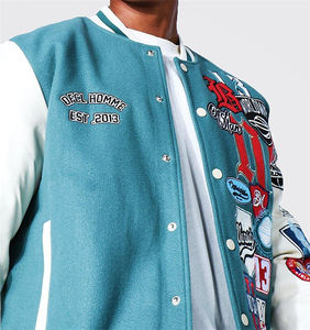 Veste bomber de baseball unisexe à imprimé lettres, sweat-shirt décontracté varsity pour homme, veste de baseball respirante à patchs pour homme - Product Image 4