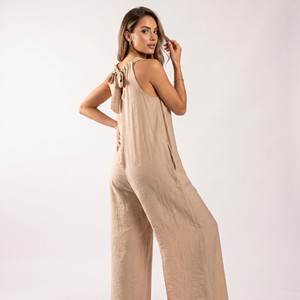 Combinaison fluide style palazzo avec liens à nouer et poches, taille unique (tailles 38-46) - Product Image 1