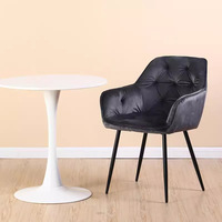 Nordique moderne luxe métal vert doux salon salle à manger fauteuil rembourré tissu tufté velours chaise de salle à manger pour Restaurant