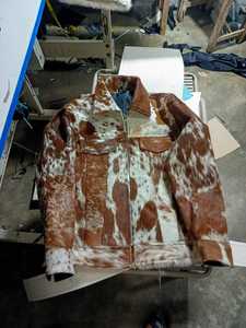 เสื้อแจ็คเก็ตกันลมหนังวัวแท้สำหรับฤดูหนาว ลายการ์ตูนพิมพ์บนผ้าแคนวาส มีฮู้ด บุด้วยผ้าฝ้ายแบบควิลท์ สไตล์ตะวันตกแท้ - Product Image 5