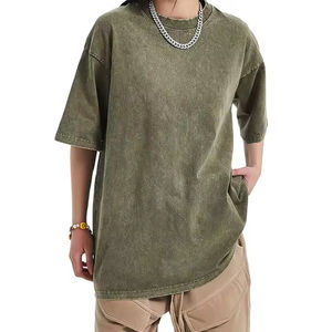 T-shirt en coton 100% uni vintage délavé à l'acide, coupe régulière, épaules tombantes, sérigraphie, grande taille, vente en gros OEM - Product Image 3