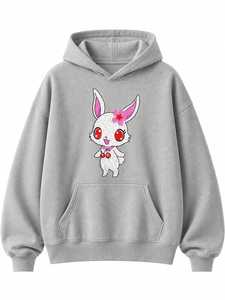 Sudadera con capucha unisex extragrande con bordado personalizado de gato, estilo urbano - Product Image 6
