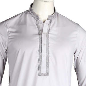 Kameez Shalwar brodé pour homme - Gris - Product Image 4