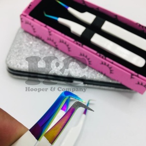 Pince à cils en acier inoxydable de qualité supérieure Pince à épiler d'extension de cils solides au plasma noir durable Vison personnalisé pointu - Product Image 5