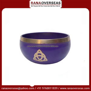 Bol sonore en laiton Triquetra de haute vente en violet pour la guérison énergétique, la pleine conscience, la méditation, la relaxation à bon prix - Product Image 5