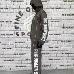 Streetwear vintage pour hommes ensemble deux pièces coupe-vent à capuche en nylon survêtement en polyester à fermeture éclair avec logo réfléchissant pour la saison de printemps - Product Image 5