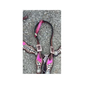 ชุดหูฟังหนังจระเข้สีชมพูแบบตะวันตกพร้อมคอนโชแบบแผ่นปะเสือดาวหนึ่งหู - Product Image 2