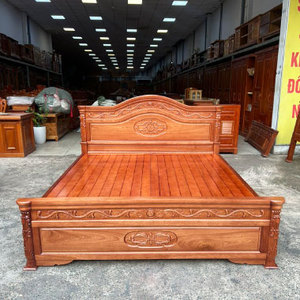 Solid Wood Traditional Modern Double <b>Bed</b> <b>Queen</b>/King <b>Size</b> Sandalwood Finish Bedroom Furniture Chinese Panel Style 450-650kg Load - Product Image 1