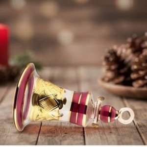 Adorno Navideño de Campana de Vidrio Soplado a Mano con Detalles en Oro de 24K, Decoración Navideña Colgante de Lujo - Product Image 2