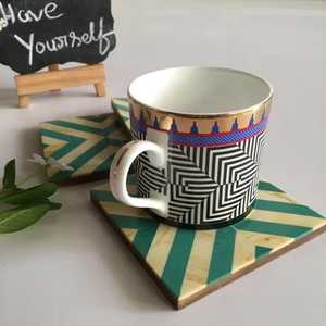 Premium Quality Brass Inlay Resin Design MDF Board Coasters <b>Square</b> Tea Cup Coaster Home Hotel Use Low Price Handcrafted in India - Product Image 2