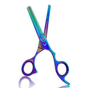 Tijeras de adelgazamiento de Salón al por mayor titanio color arcoíris Acero inoxidable 6,5 pulgadas tijeras de adelgazamiento de cabello - Product Image 6