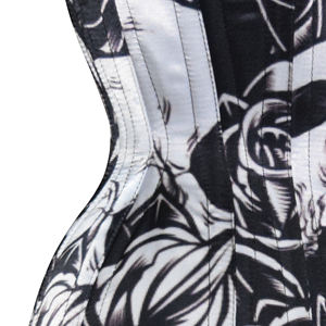 Corset en satin à baleines en acier avec impression par sublimation motif crâne - Product Image 4