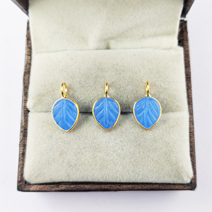 Colgante de hoja de Calcedonia azul, colgante hecho a mano chapado en oro de plata de ley de Calcedonia de 10mm para hacer joyas, abalorios a granel para mujeres - Product Image 2