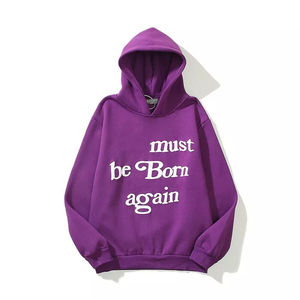 Vente en gros 100% coton Logo personnalisé French Terry pour pull à capuche imprimé bouffant pull d'hiver surdimensionné avec motif solide - Product Image 5