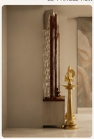 Mandir domestique contemporain en bois de teck avec portes coulissantes, style temple hindou traditionnel, sculpté de luxe, amovible, rangement professionnel, durable