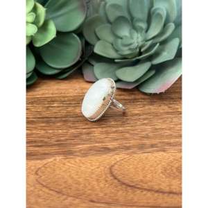 Reda Galvan <b>Moon</b> Stone & Sterling Silver <b>Ring</b> Size 7.75 Oval Shape Pattern - Product Image 4
