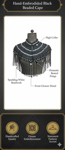 Cape Ellora ornée de perles et de paillettes, vêtement d'extérieur de soirée luxueux en nylon pour femmes - Product Image 6