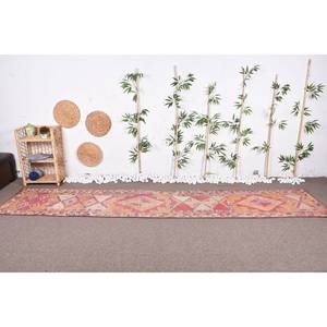 Tapis Vintage Turc Bohème Rouge Beige Patchwork Design Classique Écologique Pile Moyenne Grande Surface 2.4 X 12.3ft Rectangle Laine - Product Image 2