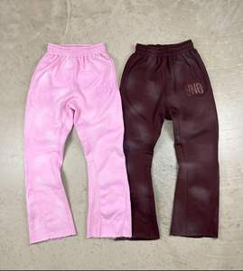 Conjunto de pantalones de chándal y Sudadera con capucha y lavado ácido Distress personalizado, chándal Vintage, chándal Sweat Stack Flare Pant, traje para hombre - Product Image 4