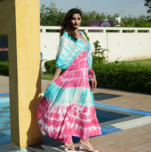 Nouveau Designer Tassel dentelle femmes portent rayonne longue Tie Dye corps complet couvrir robe - Product Image 2