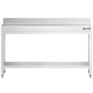 Commercial <b>Stainless</b> <b>Steel</b> <b>Table</b> with Upstand PREMIUM - 1800x600mm - with Undershelf - with Rear Upstand - with Cross Bracing - Product Image 3