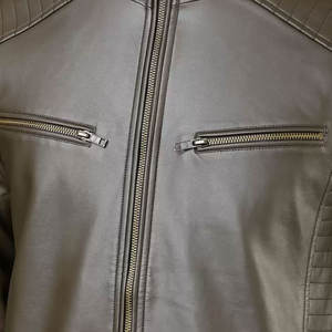 Veste en cuir de moto personnalisée en peau de vache lourde pour hommes, col montant unique, fermeture à glissière, conception, traitement de teinture, hiver - Product Image 6