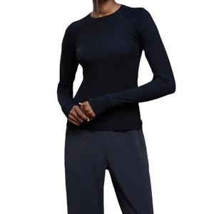 Camiseta de yoga deportiva transpirable de color liso para mujer, de ajuste holgado, cómoda, ropa de fitness, precio de fábrica. - Product Image 4