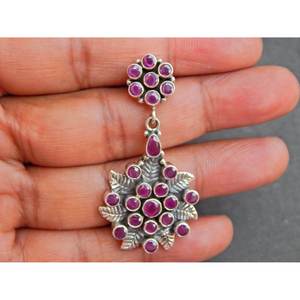 Pendiente de rubí de Plata de Ley 925, joyería de oro rosa hecha a mano con regalo de piedras preciosas para niñas y mujeres, modelo - Product Image 2