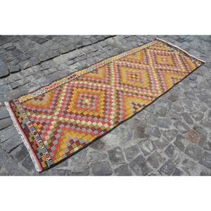 Alfombra turca étnica Vintage de 3x8 pies, lana Beige, área grande, diseño de retazos rectangular clásico, respaldo de látex para pasillo, alfombra para habitación - Product Image 3
