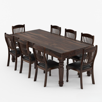 Ensemble de table et chaises de salle à manger moderne pour 8 personnes, sièges en cuir sculpté à la main, bois de teck massif, pliable, convertible, meubles pour la maison