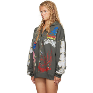 <b>Custom</b> Print Eco-Friendly Breathable Winter Womens Lightweight Zip-Up Front Logo 100% Cotton Hoodie Pockets Long Sleeves Zipper - Product Image 2