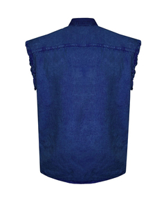 เสื้อกั๊กนักขี่จักรยานแขนรุ่ยสำหรับผู้ชายเสื้อแบบตัดคอตตอนเสื้อยีนส์วินเทจดูสไตล์มอเตอร์ไซต์คลับเสื้อนอก - Product Image 4