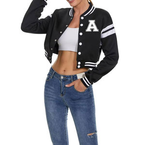 2025 Custom Color Block Design Women Crop Varsity <b>Jacket</b> / Zipper Closure Affordable Price Women Crop Varsity <b>Jacket</b> - Product Image 3