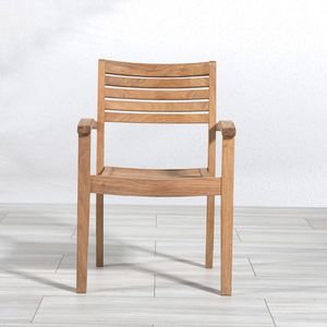 เก้าอี้รับประทานอาหารไม้สักกลางแจ้งที่ทันสมัยมีการตกแต่งสีธรรมชาติและผ้ากันน้ำสำหรับบ้านโรงแรมห้องนอนใช้ในสวน - Product Image 3