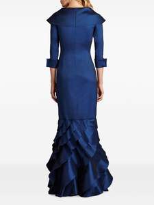 Vestido de noche de gasa transpirable antiestático con silueta de línea A elegante de longitud completa con cuello en V con mangas completas lisas vestido de fiesta - Product Image 4