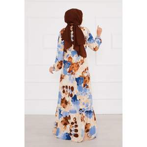 Vestido modesto hijab de viscosa estampado floral índigo - Product Image 3