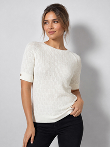 เสื้อถักแขนสั้นผู้หญิง คอวี ผ้าฝ้าย 50% อะคริลิก 50% รับผลิตแบบ OEM ODM - Product Image 4