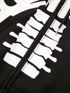 Sweat à capuche zippé intégral en molleton de coton 100% de qualité supérieure avec crâne Design hiver ODM anti-rétrécissement sérigraphié taille 6XL - Product Image 4