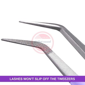 Pince à épiler à pointe de fibre pour extension de cils Pince à épiler professionnelle en acier inoxydable - Product Image 5