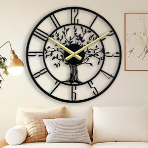 <b>Large</b> Black Metal <b>Skeleton</b> <b>Wall</b> <b>Clock</b> Industrial Open Face Roman Numeral Rustic Vintage Decorative Quartz Timepiece for Living - Product Image 3