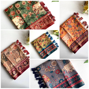 คอลเลกชันเทศกาลใหม่ Saree ผ้าฝ้ายพิมพ์ดิจิตอลที่แนบมาพู่และ vscose zari patta ชายแดนออกแบบสำหรับผู้หญิงเทศกาลสวมใส่ - Product Image 5