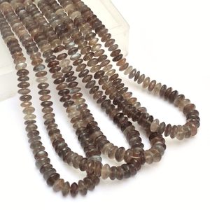 Pierre de lune grise 6mm-8mm disque/soucoupe/roue perles à facettes | Brin de 16 pouces | Pierre de lune grise naturelle pierre gemme coupe allemande Rondelle - Product Image 1