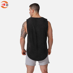 Gilet de fitness sans manches pour hommes, couleur unie, débardeur de gymnastique en coton, design tricoté décontracté - Product Image 5
